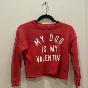 Kids my dog is my valentine crew neck